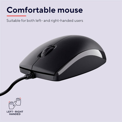 Trust Taro Wired Keyboard and Mouse Set - Qwerty UK Layout, Full-Size Keyboard, Spill-Resistant, 1.8 m Cable, USB Plug and Play, Quiet Combo for PC and Laptop - Black