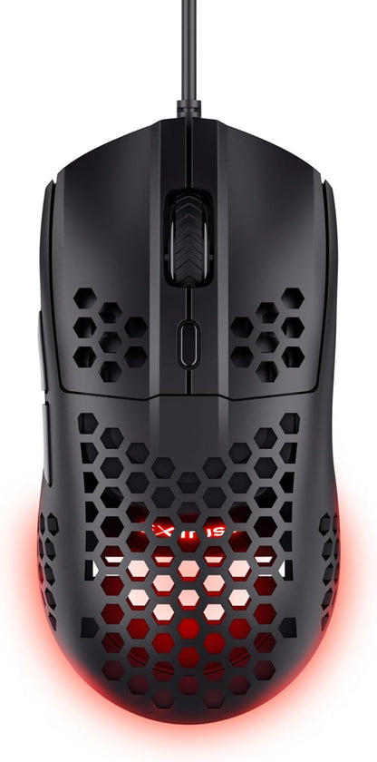Trust Gaming GXT 928 Helox Gaming Mouse Ultralight 65g, Adjustable DPI 200-6400 Optical Sensor, 6 Programmable Buttons, RGB Lighting, Wired Gaming Mouse USB PC Laptop, Black