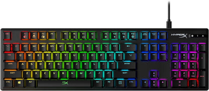 HyperX Alloy Origins Gaming Keyboard Mechanical with HyperX Blue Switches (Clicky) RGB Lighting Compact Aluminum Housing Detachable USB-C Cable QWERTY US Layout for PC PS5 Xbox Black