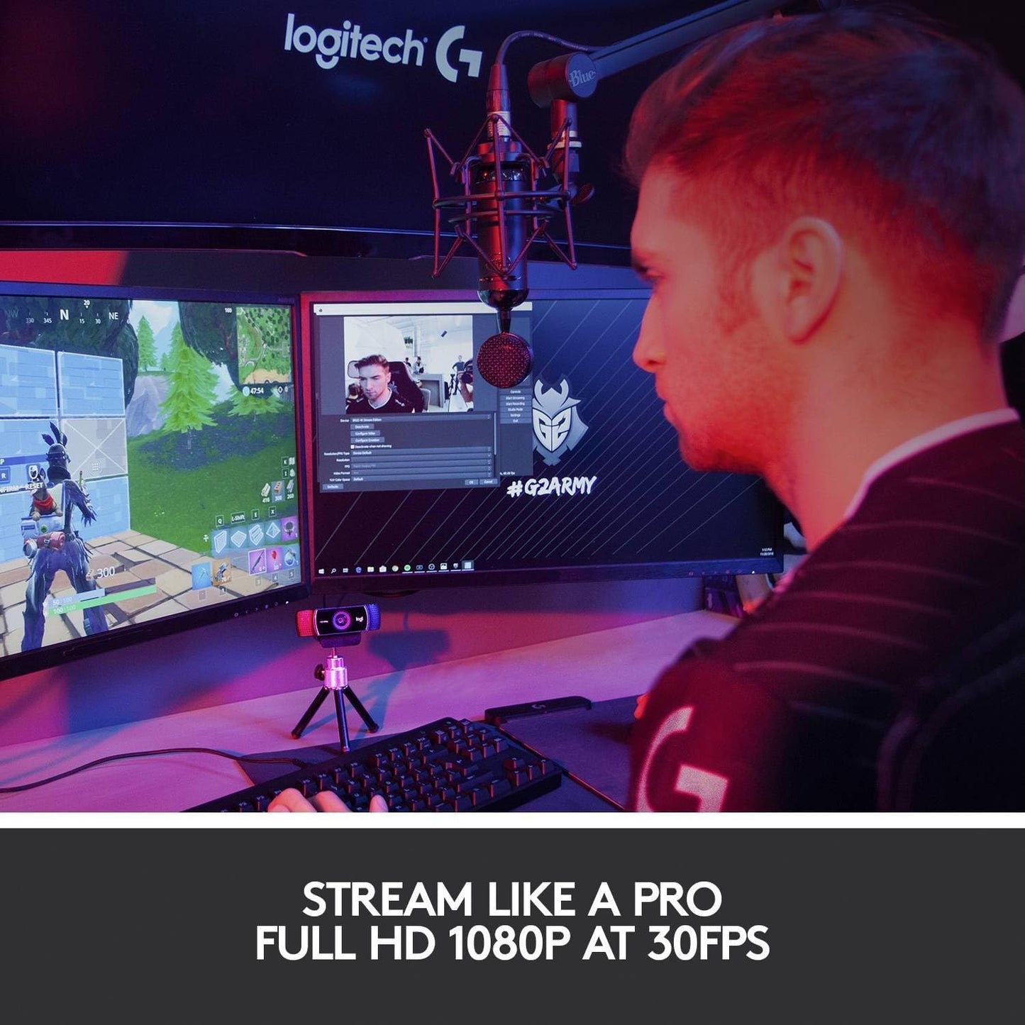 Logitech C922 Pro Stream Webcam, HD 1080p/30fps or HD 720p/60fps