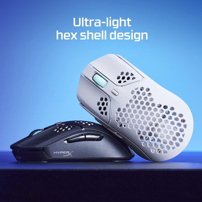 HyperX Pulsefire Haste – Wireless Gaming Mouse – Ultra Lightweight, 62g, 100 Hour Battery Life, 2.4Ghz Wireless, Honeycomb Shell, Hex Design, Up to 16000 DPI, 6 Programmable Buttons – White and Pink