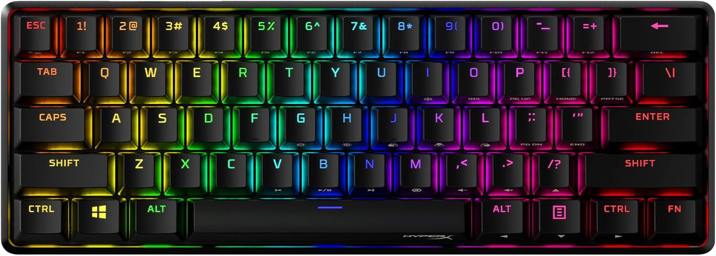 HyperX Alloy Origins 60 – Mechanical Gaming Keyboard - Ultra Compact 60% Form Factor – HyperX Aqua Switch (Tactile) - Double shot PBT keycaps - RGB LED Backlit -Side Printed Secondary Functions