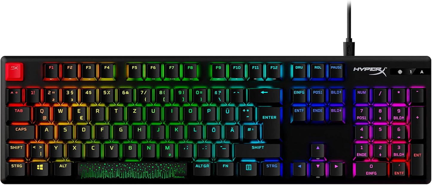 HyperX Alloy Origins PBT Mechanical Gaming Keyboard, PBT Keycaps, Keycaps, RGB, Mechanical Switches, Switches, Compact, Portable, Durable Aluminum Case, Adjustable Feet
