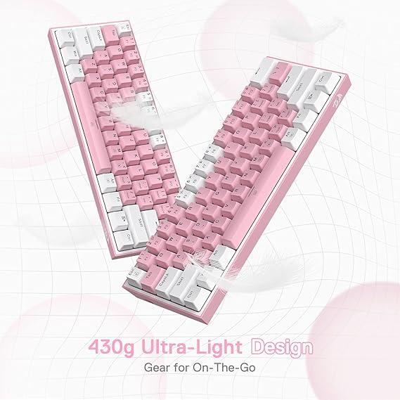 Redragon K617 Fizz 60% Wired RGB Gaming Keyboard, 61 Keys Compact Mechanical Keyboard, Linear Red Switch, Pro Software Supported