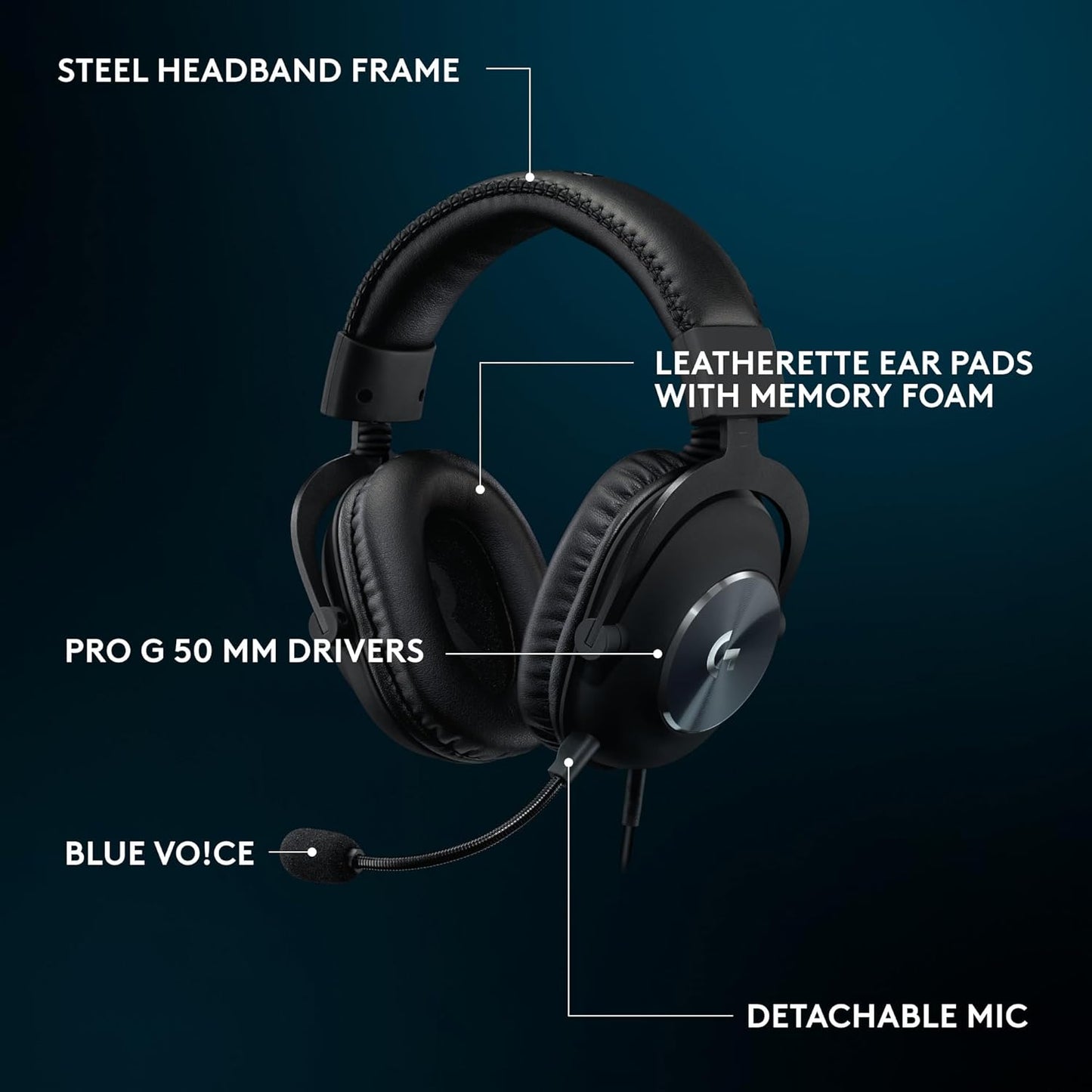 Logitech G Pro X SE Wired Gaming Headset with Microphone: Detachable Mic, DTS Headphone:X 7.1, Memory Foam Ear Pads, 50 mm Drivers, USB DAC Incl., for PC, Xbox One, Xbox Series X|S, PS5, PS4 - Black