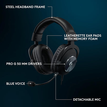 Logitech G Pro X SE Wired Gaming Headset with Microphone: Detachable Mic, DTS Headphone:X 7.1, Memory Foam Ear Pads, 50 mm Drivers, USB DAC Incl., for PC, Xbox One, Xbox Series X|S, PS5, PS4 - Black