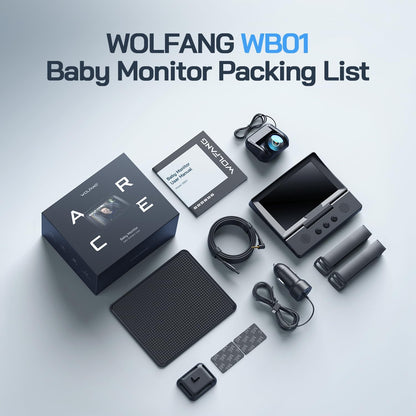 WOLFANG 1080P Baby Car Camera, USB-C Plug and Play Easy Setup, 5” Screen Car Baby Monitor with Night Vision Camera