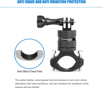 Forevercam Metal Bicycle Mount for GoPro Camera Handlebar, Aluminium Mountain Bike Holder 360 Degree Rotation Rack Cradle Compatible Gopro and all Action Camera