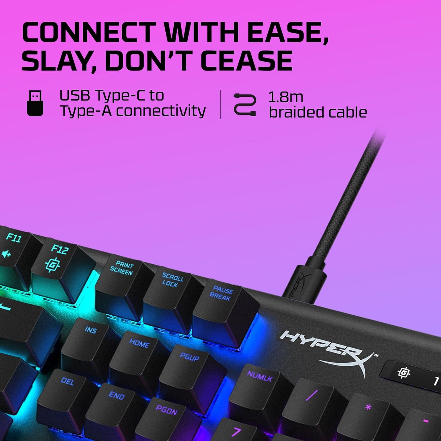 HyperX Alloy Origins Gaming Keyboard Mechanical with HyperX Blue Switches (Clicky) RGB Lighting Compact Aluminum Housing Detachable USB-C Cable QWERTY US Layout for PC PS5 Xbox Black