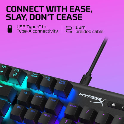 HyperX Alloy Origins Gaming Keyboard Mechanical with HyperX Blue Switches (Clicky) RGB Lighting Compact Aluminum Housing Detachable USB-C Cable QWERTY US Layout for PC PS5 Xbox Black