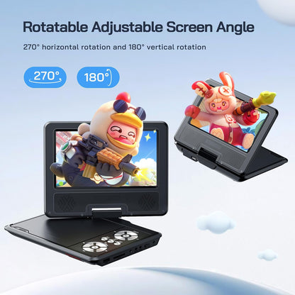 WOLFANG 9.5 Inch Portable DVD Player for Children in Car with 7.5 Inch HD Swivel Screen