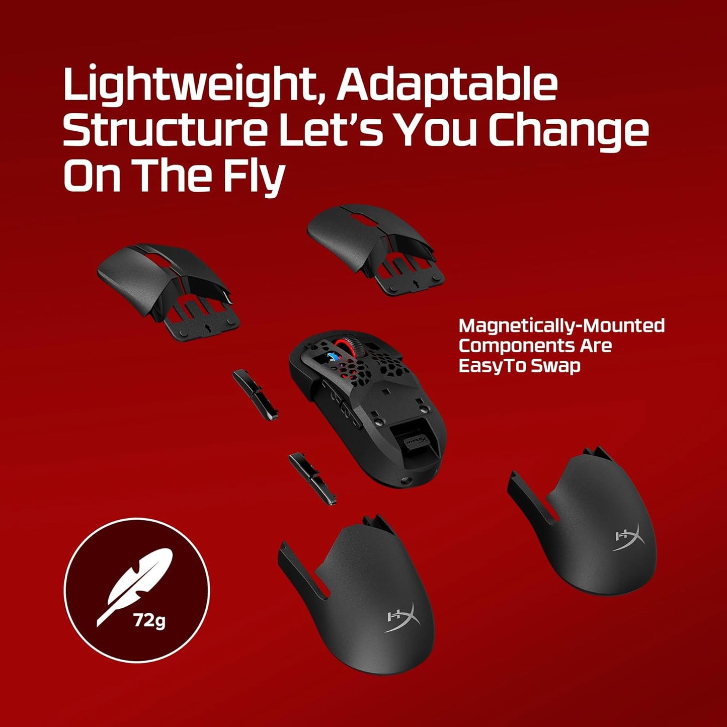 HyperX Pulsefire Saga Pro Wireless Gaming Mouse - 4K Wireless Polling, 2.4GHz and Bluetooth, Modular Design with 16 Adjustments, 90h Battery Life, 72g Ultralight, NGENUITY Software, NVIDIA Reflex