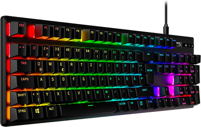 HyperX Alloy Origins PBT Mechanical Gaming Keyboard, PBT Keycaps, Keycaps, RGB, Mechanical Switches, Switches, Compact, Portable, Durable Aluminum Case, Adjustable Feet