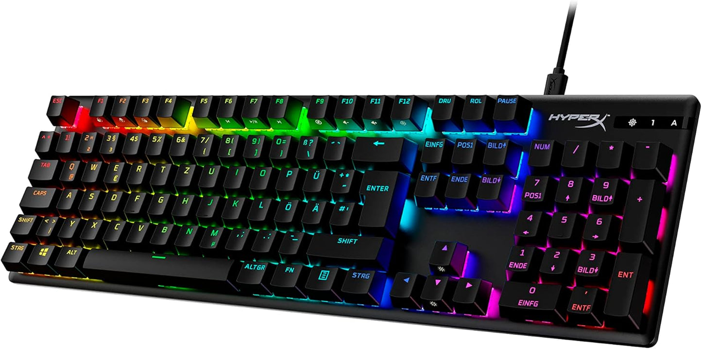 HyperX Alloy Origins PBT Mechanical Gaming Keyboard, PBT Keycaps, Keycaps, RGB, Mechanical Switches, Switches, Compact, Portable, Durable Aluminum Case, Adjustable Feet