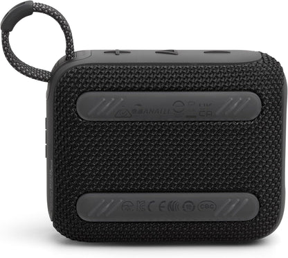 JBL GO4 Bluetooth Speaker, USB C Charging, IP67 Dustproof, Waterproof, App Compatible, Passive Radiator, Portable, Black