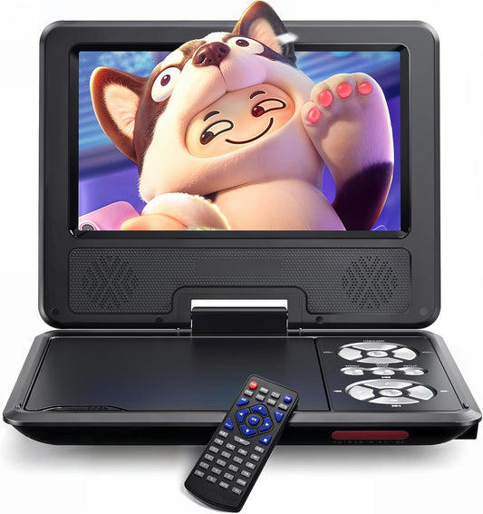 WOLFANG 9.5 Inch Portable DVD Player for Children in Car with 7.5 Inch HD Swivel Screen