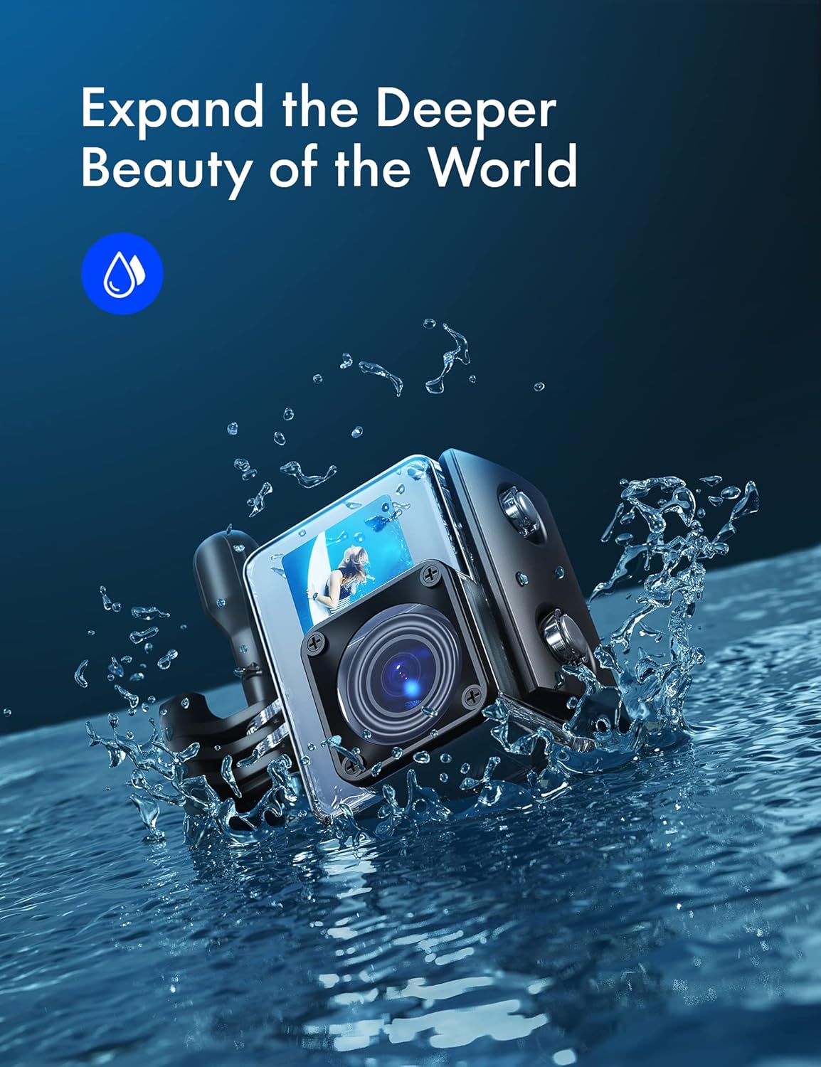 WOLFANG Action Camera 4K 24MP WiFi GA200, 40M Waterproof Underwater Camera for Snorkeling, EIS 170° Wide Angle