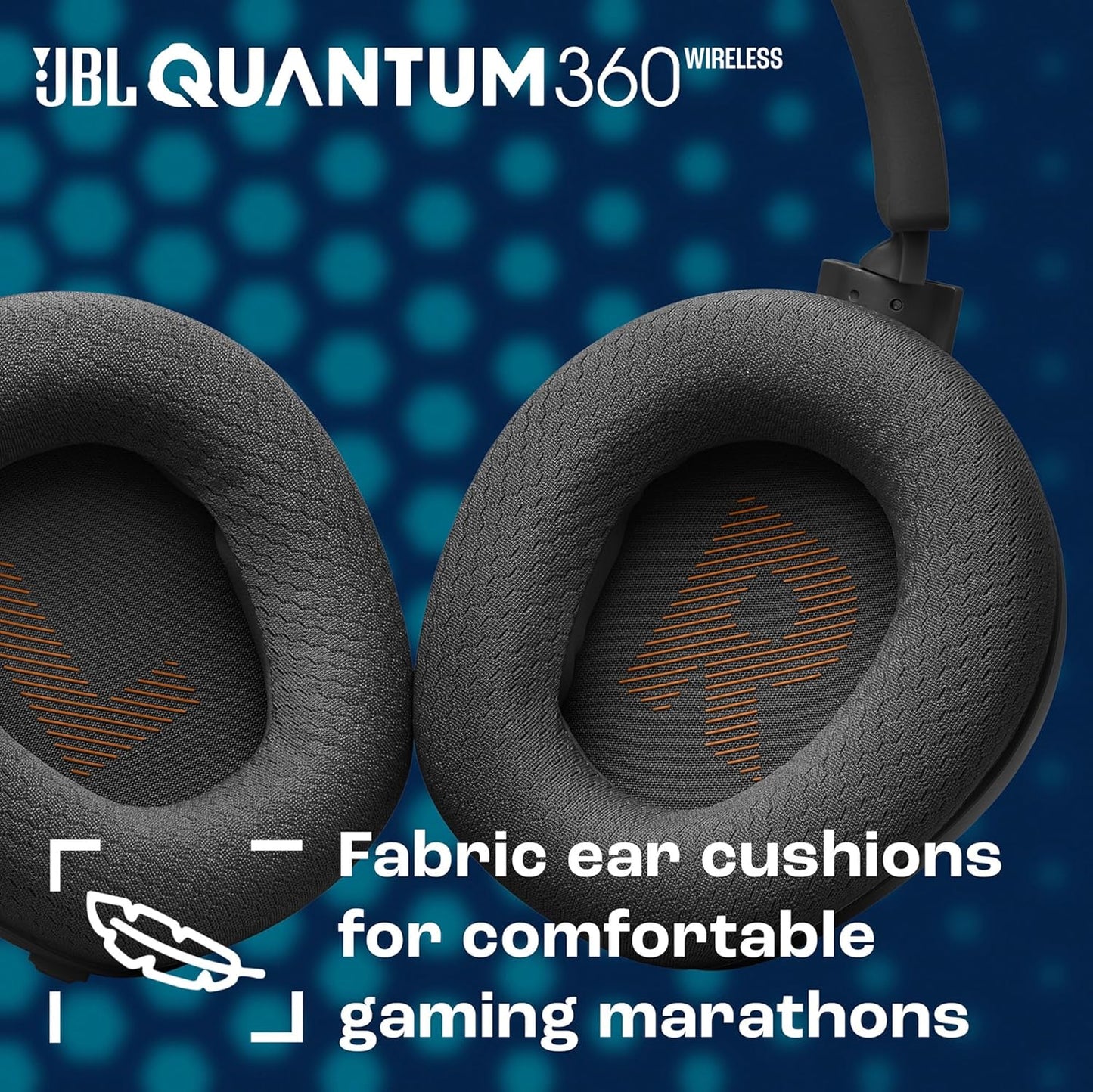 JBL Quantum 360 Wireless Over-Ear Gaming Headphones with 2.4GHz/Bluetooth Dual Wireless Connection, 22H Battery