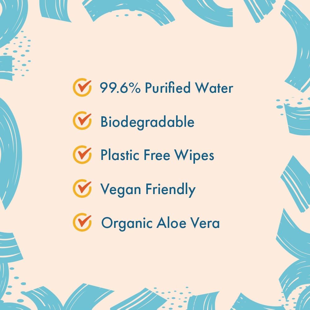 Aqua Wipes Originals Baby Wipes - Vegan, Biodegradable Wipes with 99.3% water (Bundle of 4 Packs of 56 Wipes, 224 Wipes) (Printed Carton - 12 Packs, Originals)
