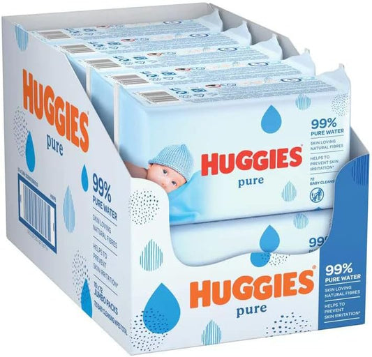 Huggies Baby Wet Pure Extra Care Wipes - 72 x 10 Box