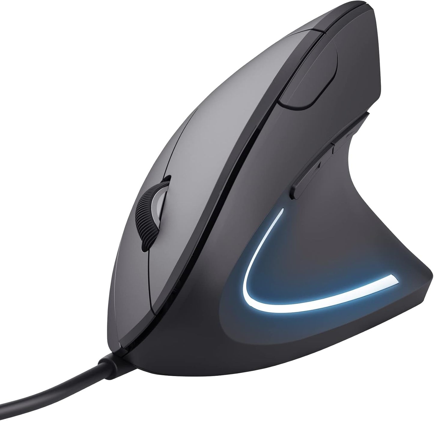 Trust Verto Wired Ergonomic Mouse, Vertical Mouse with LED Illumination, 1000-1600 DPI, 6 Buttons, for Right Hand Users, Computer Mouse for PC and Laptop - Black